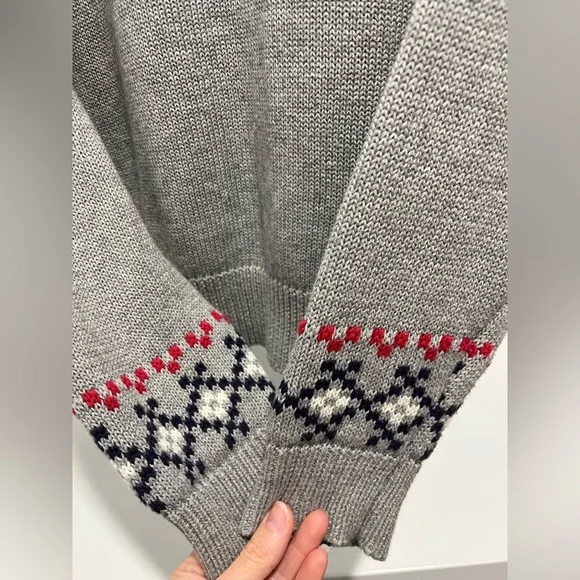 ModCloth Gray No Fox Given Fair Isle Zip-up Sweater - XS oversized cabincore - Picture 6 of 9